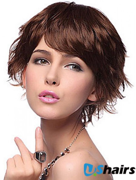 Layered Wavy Auburn Capless New Short Wigs