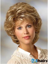 Capless Curly Blonde Synthetic Wigs Chin Length