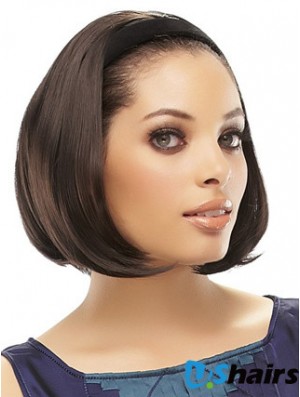 Brazilian Brown Straight Chin Length Half A Wig