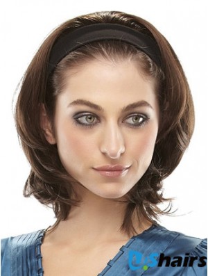 Brazilian Straight Brown Chin Length Clip In Half Wig