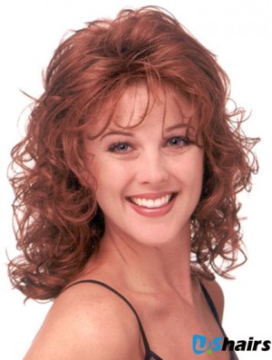 Red Wig Shoulder Length Curly Style With Capless Classic Cut