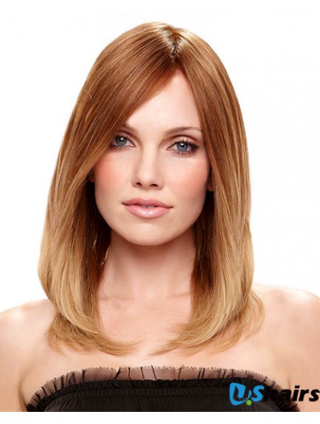 Shoulder Length With Bangs 16 inch Straight Auburn Medium Wigs