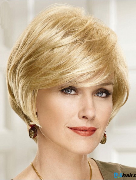 Chin Length Bobs 8 inch Straight Blonde Medium Wigs