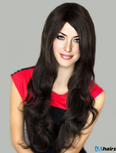 Black Wig Long Length Layered Cut With Synthetic Capless