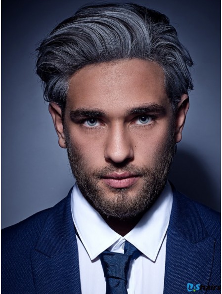 Synthetic Grey Short Straight Mens Wigs UK