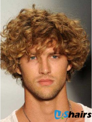 Blonde 8 inch Synthetic Curly Mens Wigs UK