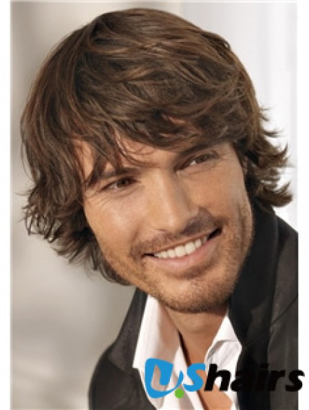 Brown Human Remy Hair Mens Wigs Online