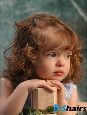 Wigs For Kids With Remy Lace Front Shoulder Length Curly Style