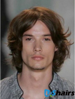 Auburn Straight Chin Human Hair Men's Wigs