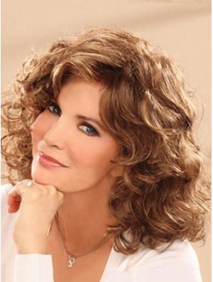 Shoulder Length Wavy Layered Full Lace Brown Comfortable 14 inch  Wigs