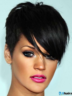 Human Hair Glueless Lace Wigs With Bangs