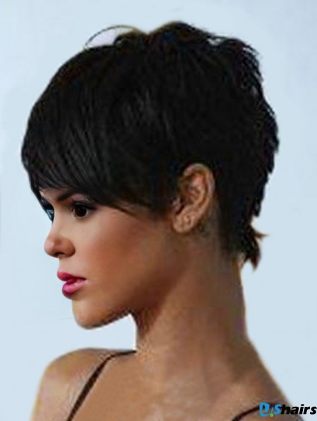 Popular Cropped Black Straight Capless  Wigs