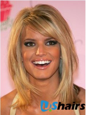 12 inch Stylish Blonde Shoulder Length Straight Bobs Jessica Simpson Wigs