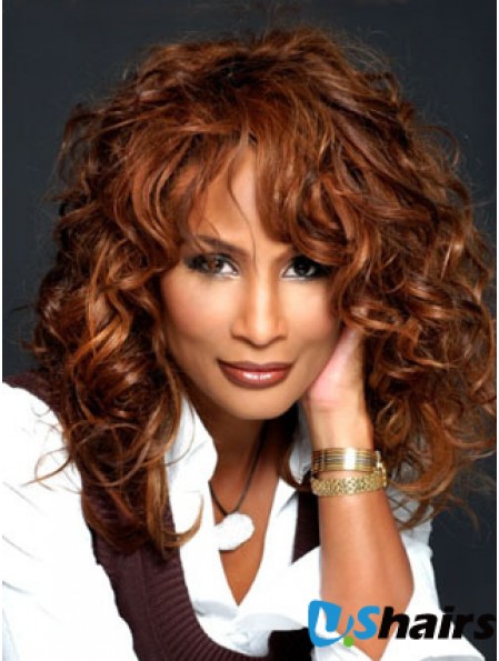 Auburn Long Wavy With Bangs Lace Front 16 inch Beverly Johnson Wigs