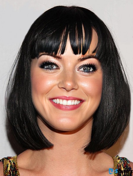 12 inch Gorgeous Black Chin Length Straight Bobs Katy Perry Wigs