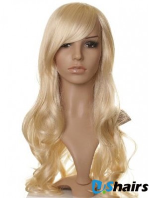 Designed Blonde Long Wavy With Bangs Celebrity Wigs