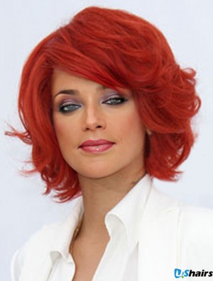 High Quality Chin Length Red Wavy Capless  Wigs