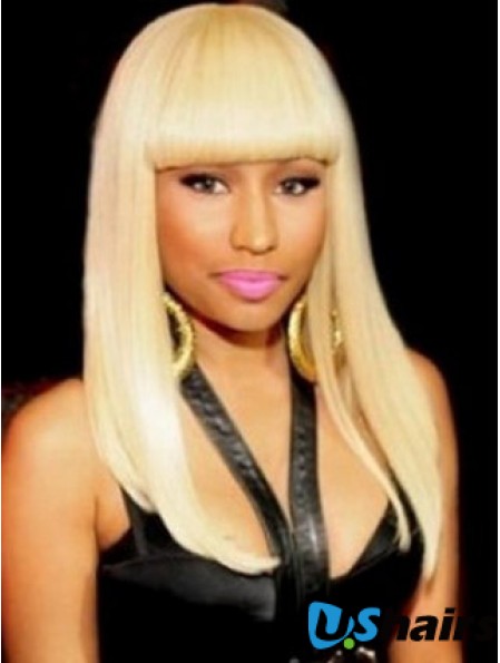 18 inch Blonde Straight With Bangs Long No-Fuss Nicki Minaj Wigs