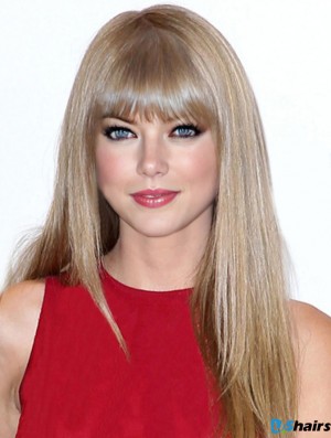 Capless With Bangs Straight Long Blonde Ideal  Wigs