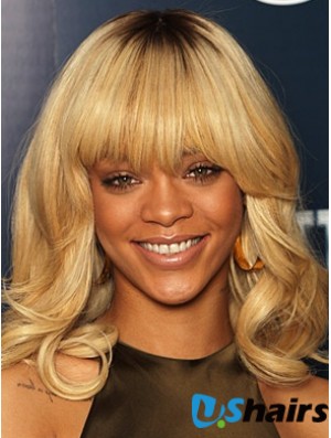 Blonde Wavy With Bangs Lace Front 14 inch Trendy  Wigs