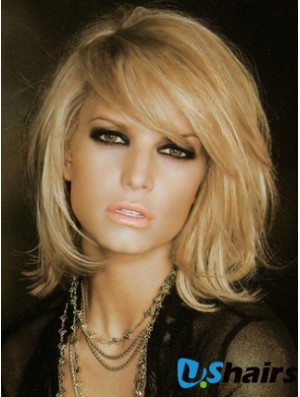 Jessica Simpson Wig Blonde Color Shoulder Length With Bangs