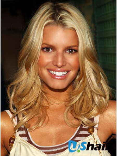 16 inch Good Blonde Long Wavy Layered Jessica Simpson Wigs