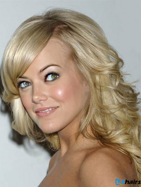 Online Blonde Shoulder Length Wavy 14 inch With Bangs  Wigs