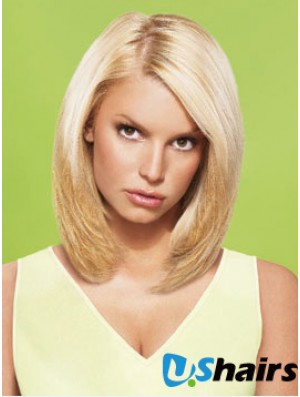 12 inch No-Fuss Blonde Short Straight Layered Jessica Simpson Wigs