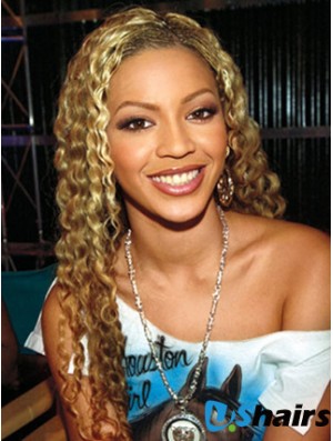 Blonde Long Curly Without Bangs Lace Front 24 inch  Wigs