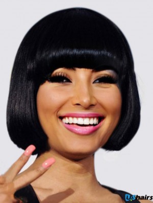 Black Straight Bobs Chin Length Cheapest Nicki Minaj Wigs