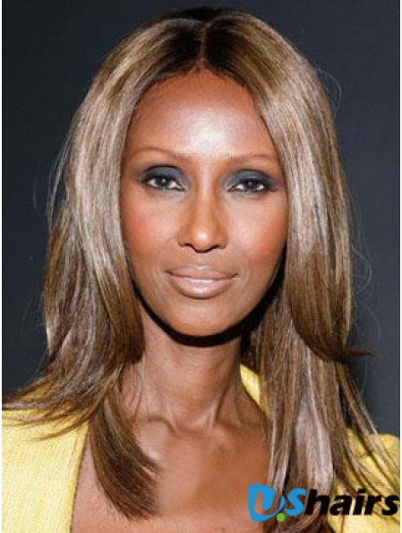 Shoulder Length Straight Lace Front Brown 16 inch Gorgeous Iman Wigs