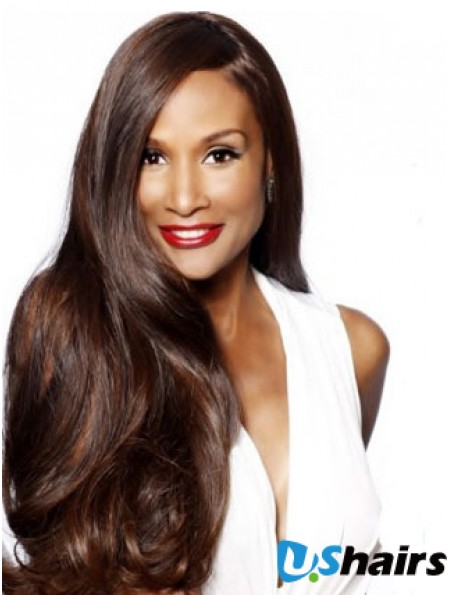 Brown Long Wavy Without Bangs Lace Front 24 inch Beverly Johnson Wigs