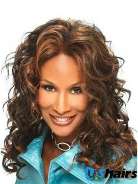 Brown Long Curly Without Bangs Lace Front 16 inch Beverly Johnson Wigs