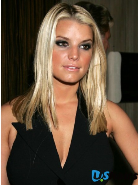 Straight Lace Front Without Bangs Long Blonde Suitable Jessica Simpson Wigs