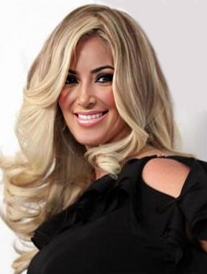 Wavy Long Blonde 20 inch Layered Synthetic Lace Front  Wigs