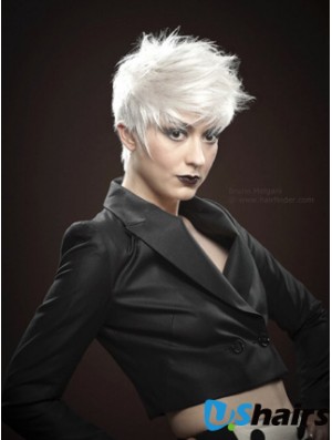 Mono Short Wigs With Remy Monofilament Boycuts Straight Style