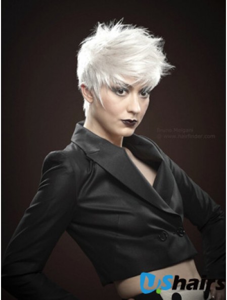 Mono Short Wigs With Remy Monofilament Boycuts Straight Style