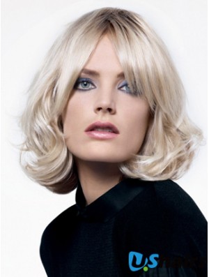 Lace Front Layered Chin Length Wavy 12 inch Platinum Blonde Popular Fashion Wigs