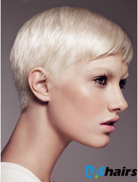 Capless Boycuts Short Straight 8 inch Platinum Blonde Fabulous Fashion Wigs