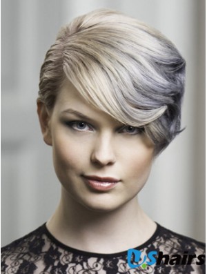 Lace Front Grey Short Wavy 8 inch Discount Fashion Wigs