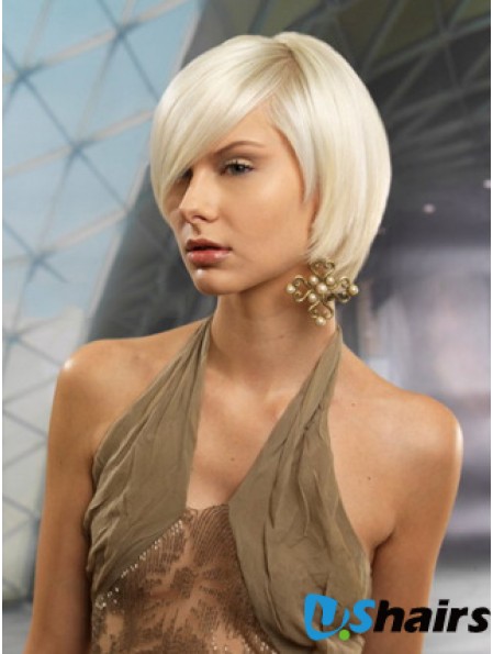 Monofilament Bobs Short Straight 10 inch Platinum Blonde Cheapest Fashion Wigs