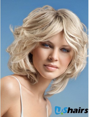 Full Lace Layered Chin Length Wavy 12 inch Platinum Blonde Cheap Fashion Wigs