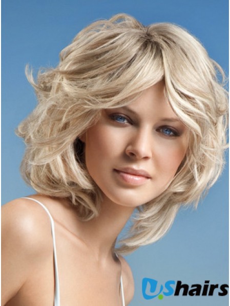 Full Lace Layered Chin Length Wavy 12 inch Platinum Blonde Cheap Fashion Wigs