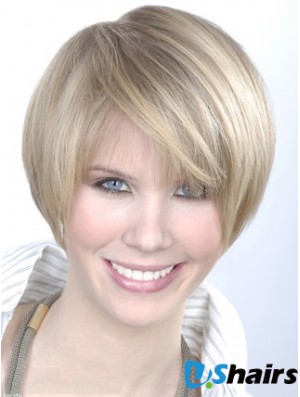 Monofilament Grey Short Straight 8 inch Platinum Blonde Gorgeous Fashion Wigs