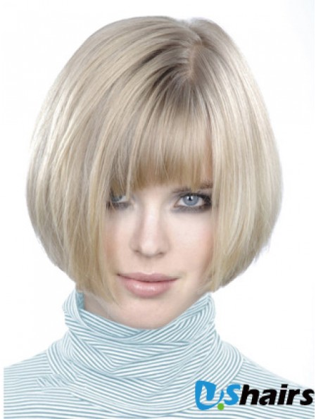 Monofilament Bobs Short Straight 10 inch Platinum Blonde Style Fashion Wigs