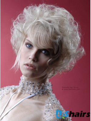 Monofilament Grey Short Curly 10 inch Platinum Blonde Perfect Fashion Wigs