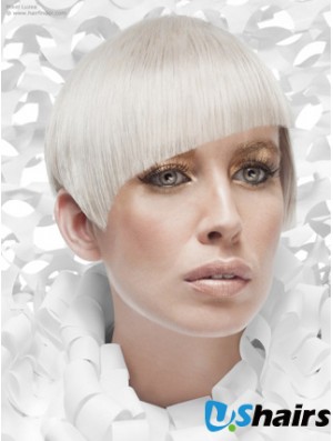 Lace Front Boycuts Short Straight 8 inch Platinum Blonde Cheapest Fashion Wigs