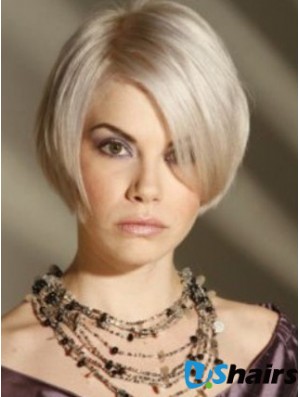 Capless Grey Short Straight 8 inch Platinum Blonde Amazing Fashion Wigs