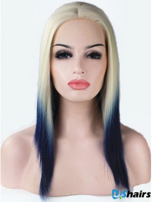 16 inch Ombre/2 Tone Long Without Bangs Straight Fashionable Lace Wigs