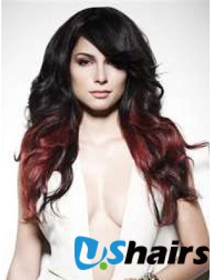 Stylish Ombre/2 Tone Long Wavy With Bangs 22 inch Human Lace Wigs